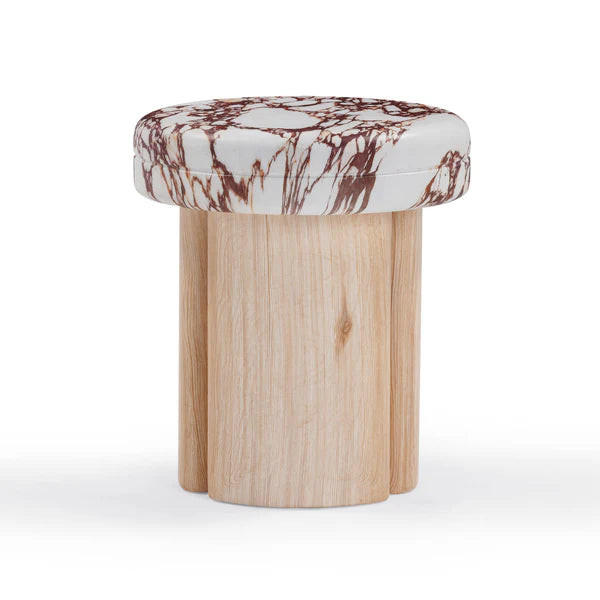 Sheila Wood and Breccia Capraia Textured Concrete Side Table | BeBoldFurniture
