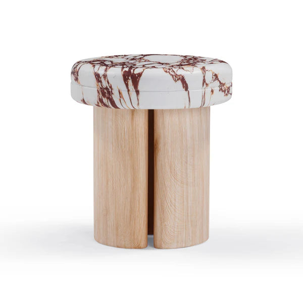 Sheila Wood and Breccia Capraia Textured Concrete Side Table | BeBoldFurniture