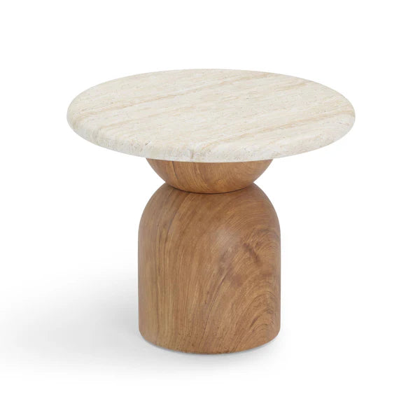 Cynthia Travertine Concrete Indoor / Outdoor Side Table | BeBoldFurniture