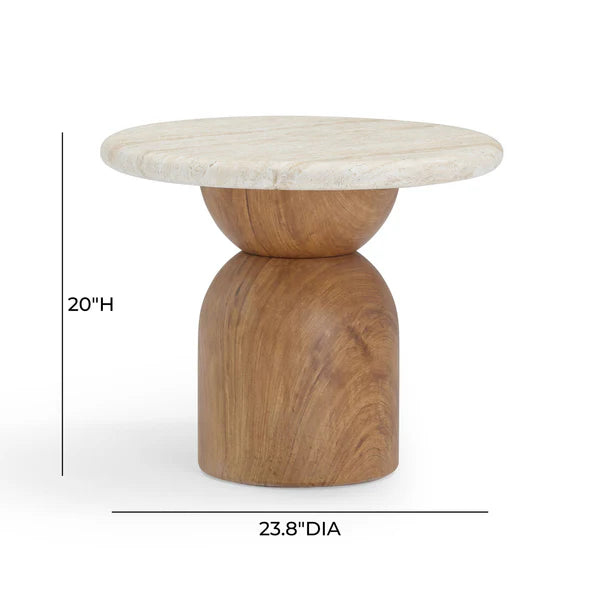 Cynthia Travertine Concrete Indoor / Outdoor Side Table | BeBoldFurniture
