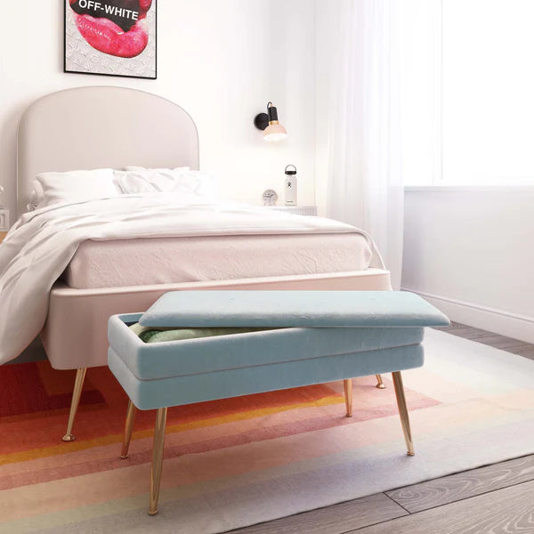 Ziva Sea Blue Storage Bench | BeBoldFurniture