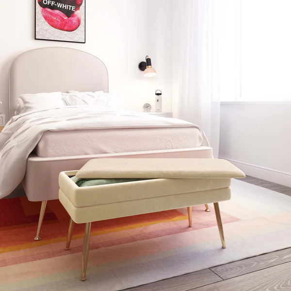 Ziva Cream Storage Bench | BeBoldFurniture