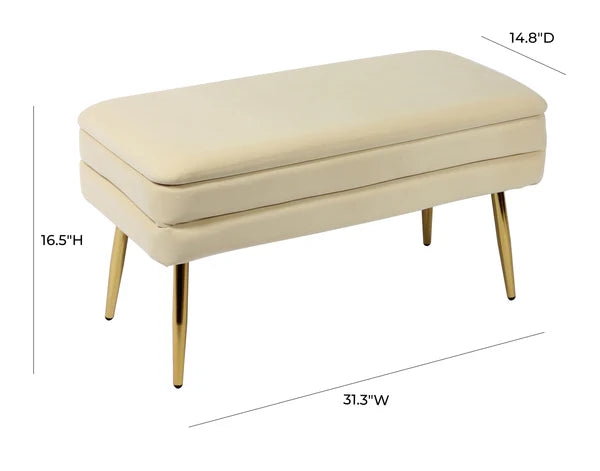 Ziva Cream Storage Bench | BeBoldFurniture