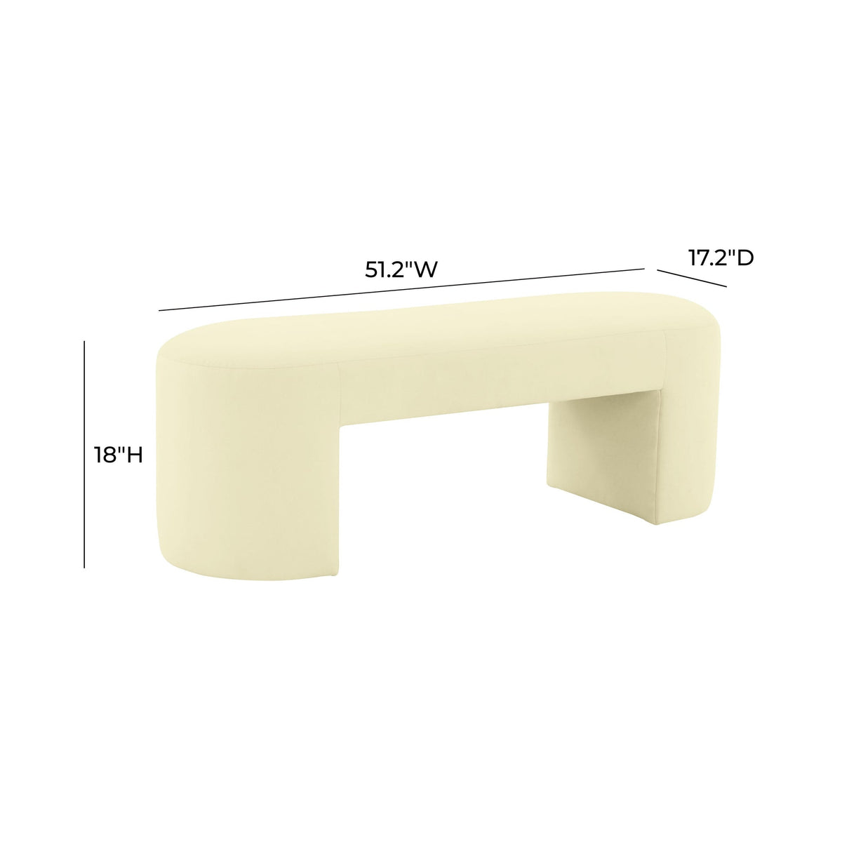 Elena Cream Velvet Bench | BeBoldFurniture