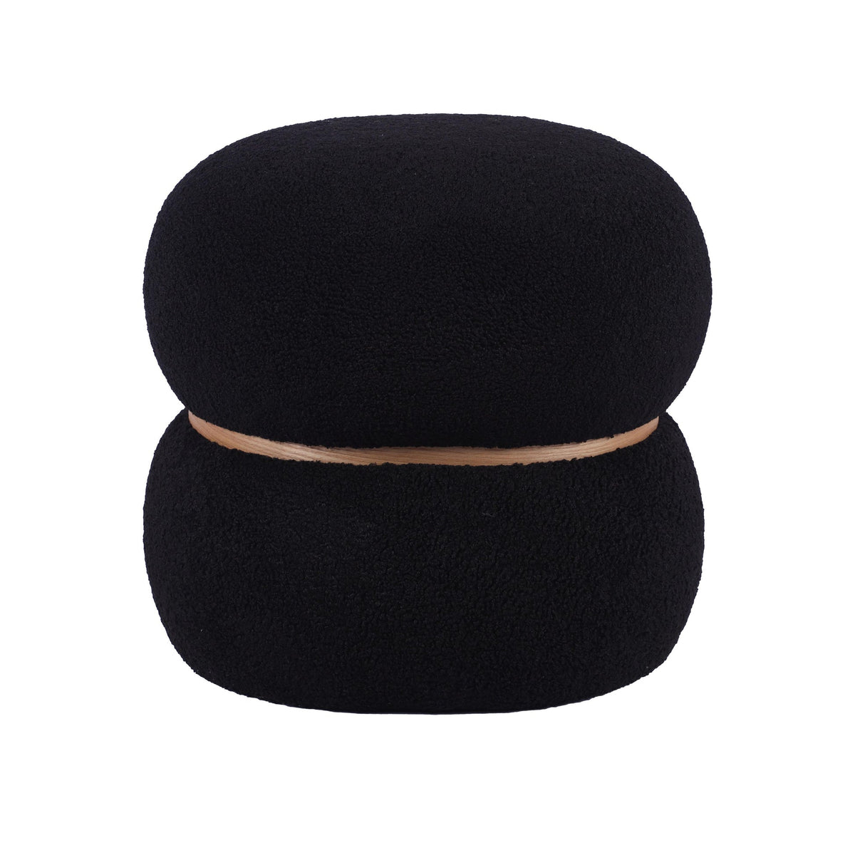 Helga Black Vegan Shearling Oval Ottoman | BeBoldFurniture