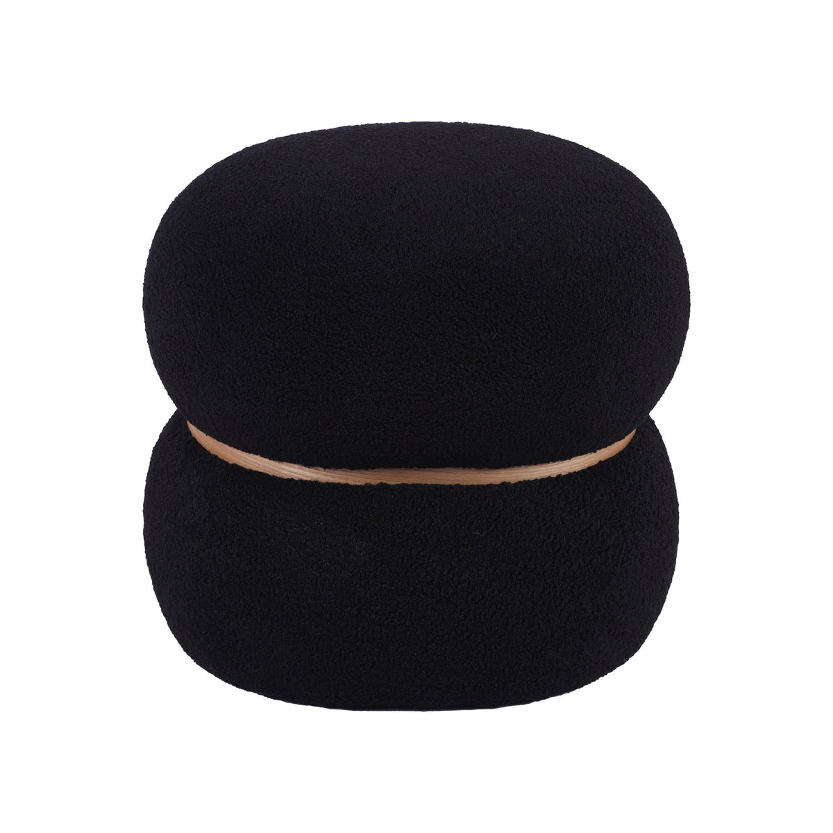 Helga Black Vegan Shearling Oval Ottoman | BeBoldFurniture