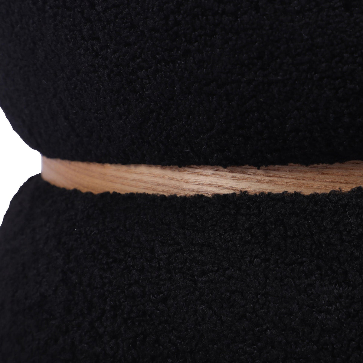 Helga Black Vegan Shearling Oval Ottoman | BeBoldFurniture