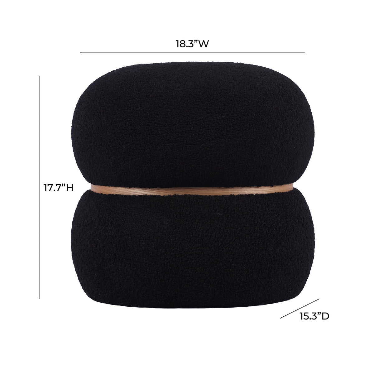 Helga Black Vegan Shearling Oval Ottoman | BeBoldFurniture