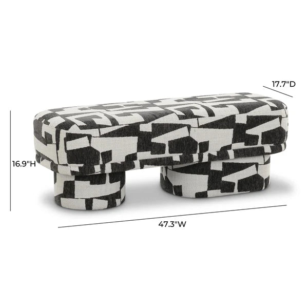 Lena Black and White Jacquard Bench | BeBoldFurniture