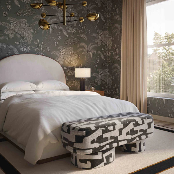 Lena Black and White Jacquard Bench | BeBoldFurniture