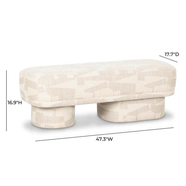 Lena Cream Jacquard Bench | BeBoldFurniture