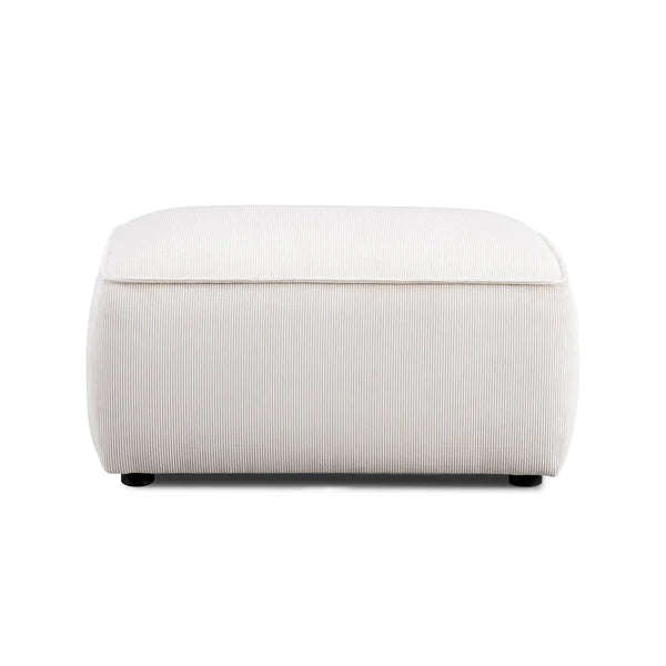 Travie White Sand Performance Corduroy Velvet Ottoman | BeBoldFurniture