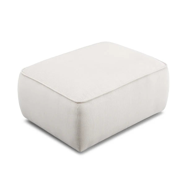 Travie White Sand Performance Corduroy Velvet Ottoman | BeBoldFurniture