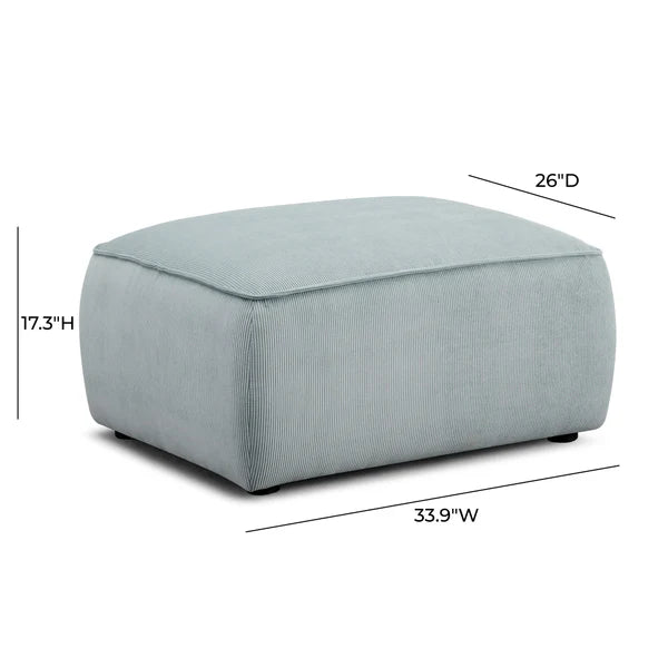 Travie Light Green Performance Corduroy Velvet Ottoman | BeBoldFurniture