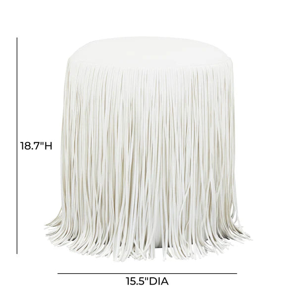 Shag Me Ivory Performance Vegan Leather Ottoman | BeBoldFurniture
