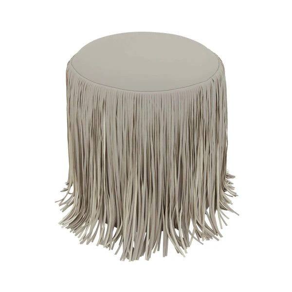 Shag Me Grey Performance Vegan Leather Ottoman | BeBoldFurniture