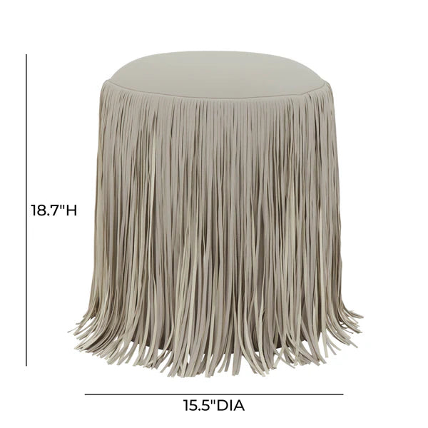Shag Me Grey Performance Vegan Leather Ottoman | BeBoldFurniture