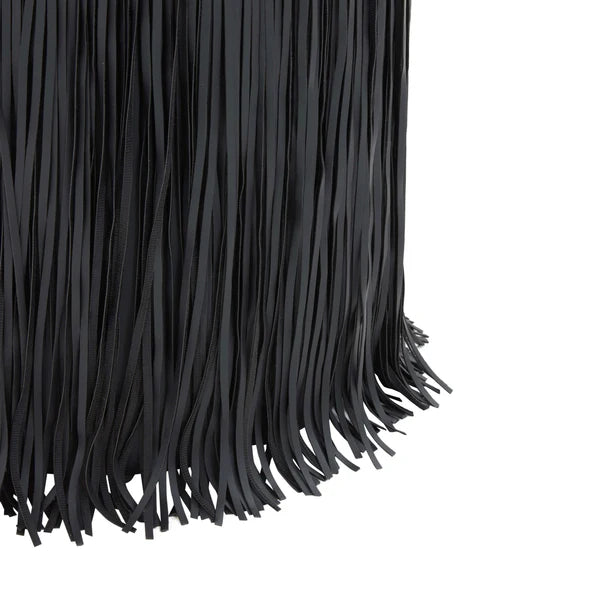 Shag Me Black Performance Vegan Leather Ottoman | BeBoldFurniture