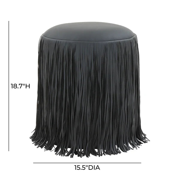 Shag Me Black Performance Vegan Leather Ottoman | BeBoldFurniture