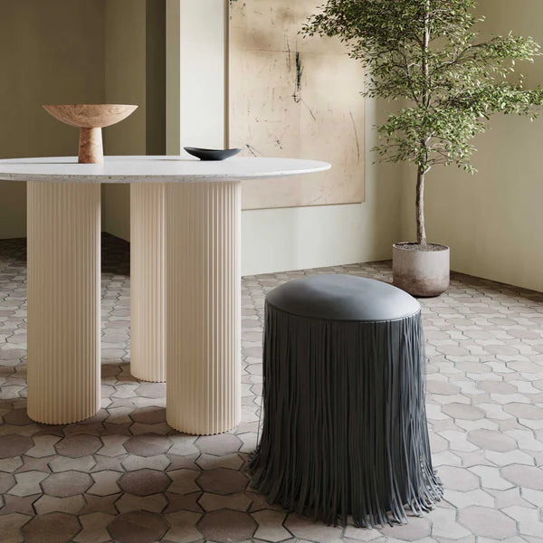 Shag Me Black Performance Vegan Leather Ottoman | BeBoldFurniture