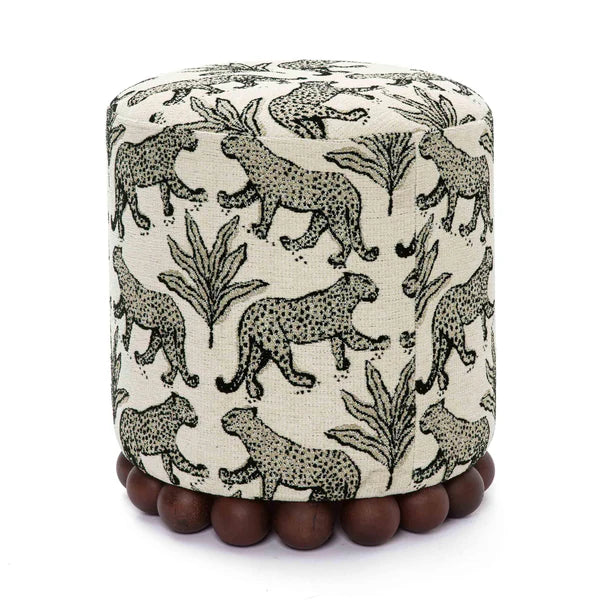 Dex Taupe Leopard Jacquard Ottoman | BeBoldFurniture