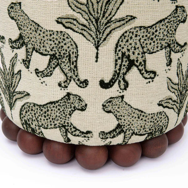 Dex Taupe Leopard Jacquard Ottoman | BeBoldFurniture