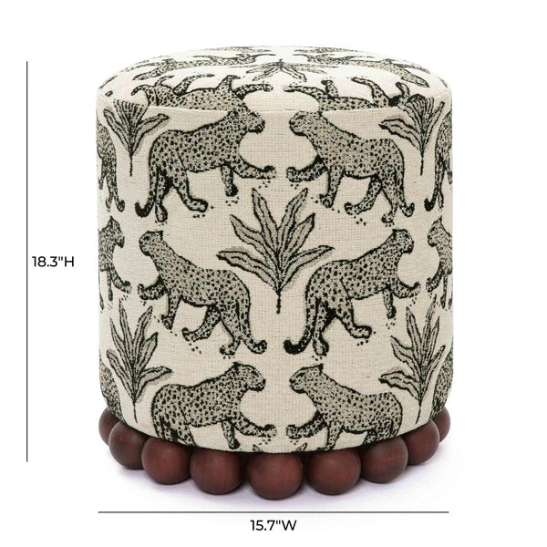 Dex Taupe Leopard Jacquard Ottoman | BeBoldFurniture