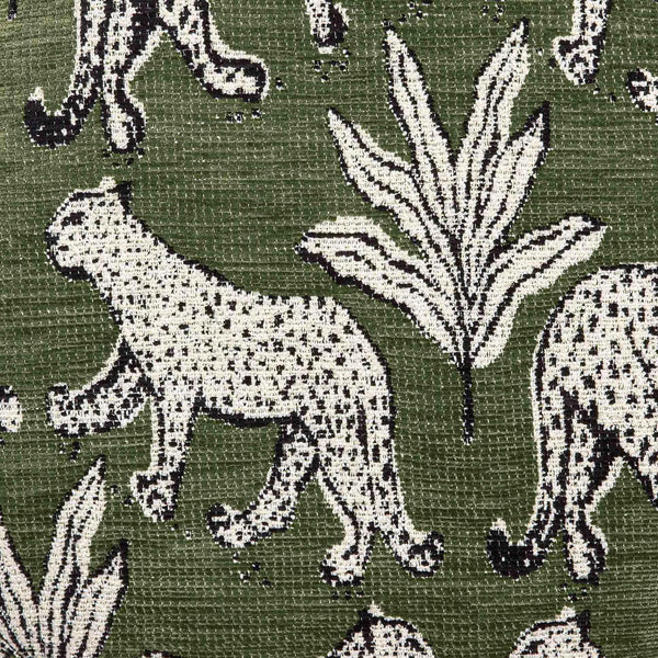 Dex Olive Green Leopard Jacquard Ottoman | BeBoldFurniture