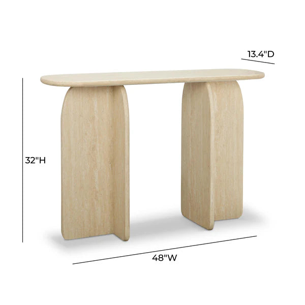 Clementine Faux Travertine Console Table | BeBoldFurniture