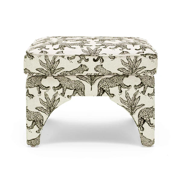 Raji Taupe Leopard Jacquard Ottoman | BeBoldFurniture