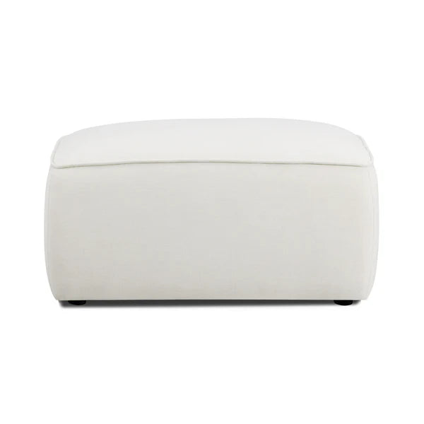 Travie Sand Upcycled Linen Ottoman | BeBoldFurniture