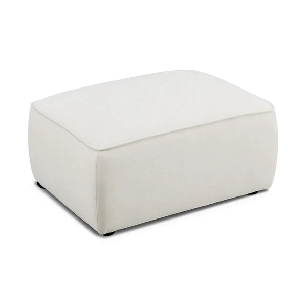 Travie Sand Upcycled Linen Ottoman | BeBoldFurniture