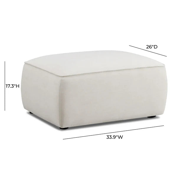 Travie Sand Upcycled Linen Ottoman | BeBoldFurniture