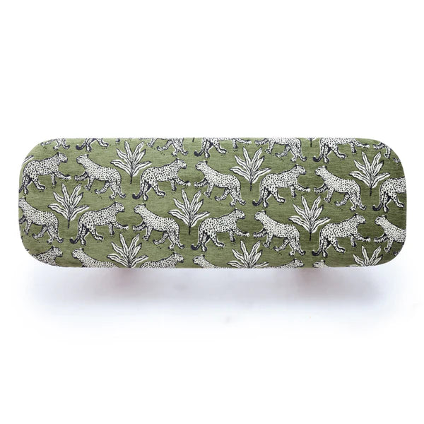Ollie Olive Green Leopard Jacquard Bench | BeBoldFurniture