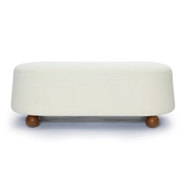 Jaine Cream Boucle Large Ottoman | BeBoldFurniture