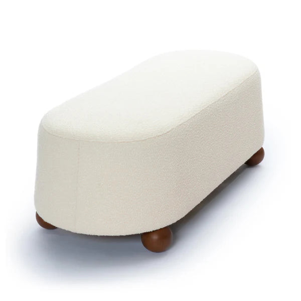 Jaine Cream Boucle Large Ottoman | BeBoldFurniture