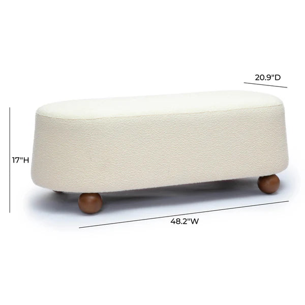 Jaine Cream Boucle Large Ottoman | BeBoldFurniture