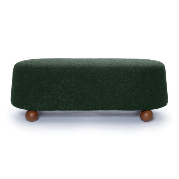 Jaine Forest Green Boucle Large Ottoman | BeBoldFurniture