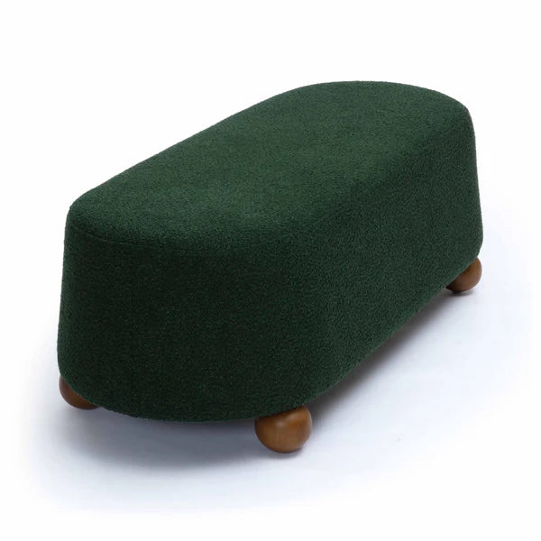 Jaine Forest Green Boucle Large Ottoman | BeBoldFurniture