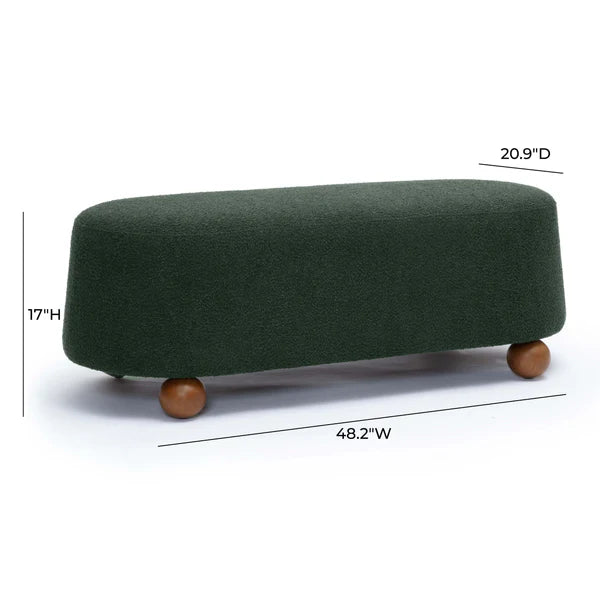 Jaine Forest Green Boucle Large Ottoman | BeBoldFurniture