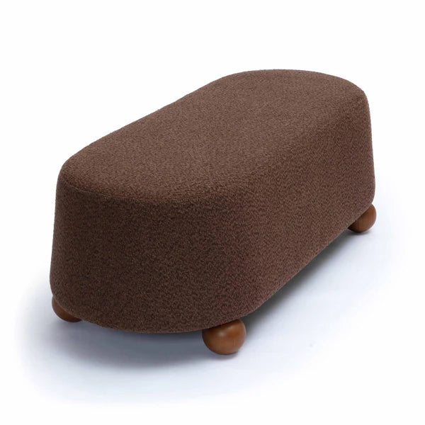 Jaine Brown Boucle Large Ottoman | BeBoldFurniture