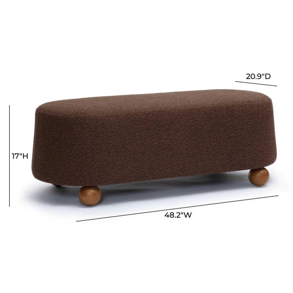 Jaine Brown Boucle Large Ottoman | BeBoldFurniture