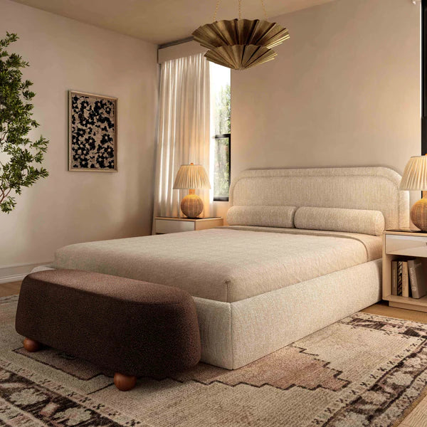 Murielle Taupe Textured Boucle Bed | BeBoldFurniture