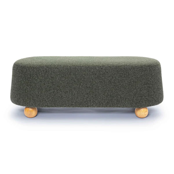 Jaine Forest Green Loose Mohair Large Ottoman | BeBoldFurniture
