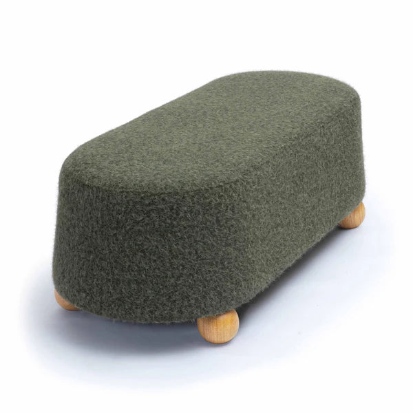Jaine Forest Green Loose Mohair Large Ottoman | BeBoldFurniture