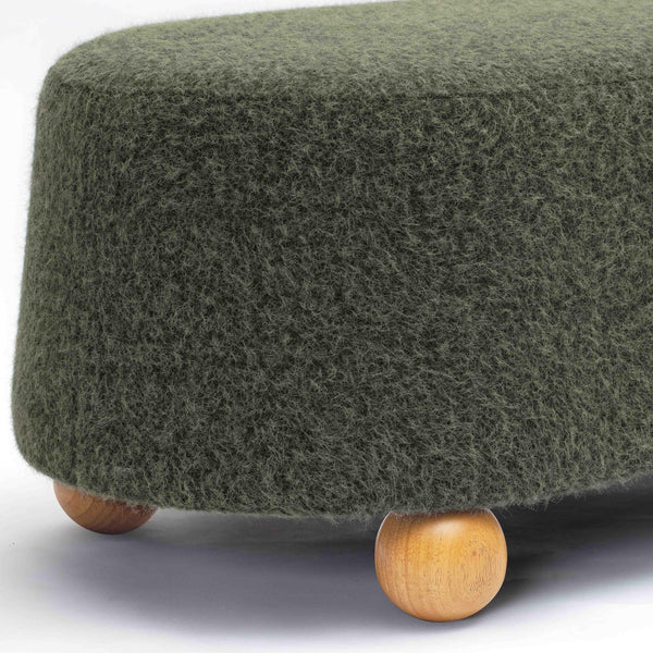 Jaine Forest Green Loose Mohair Large Ottoman | BeBoldFurniture