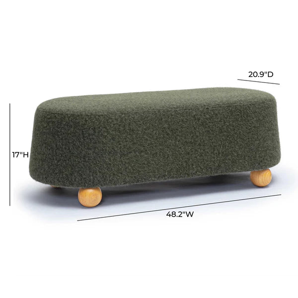 Jaine Forest Green Loose Mohair Large Ottoman | BeBoldFurniture