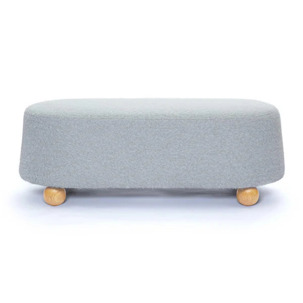 Jaine Stone Grey Loose Mohair Large Ottoman | BeBoldFurniture