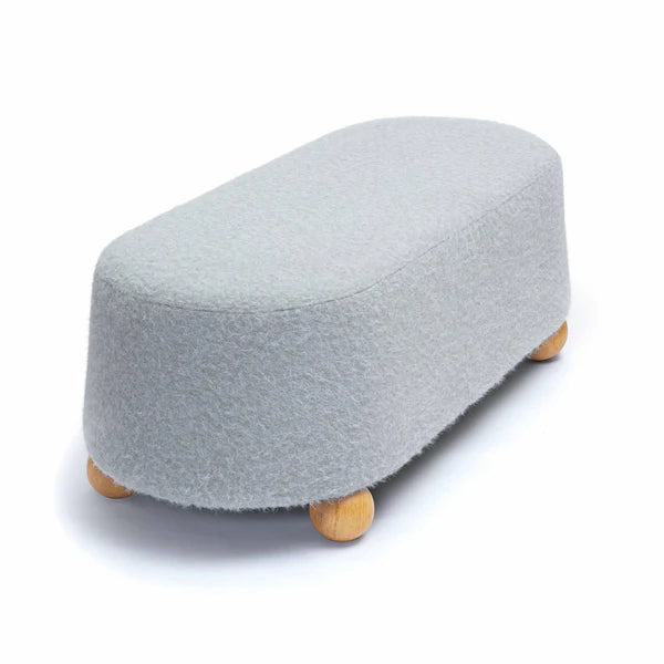 Jaine Stone Grey Loose Mohair Large Ottoman | BeBoldFurniture