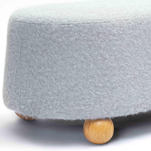 Jaine Stone Grey Loose Mohair Large Ottoman | BeBoldFurniture